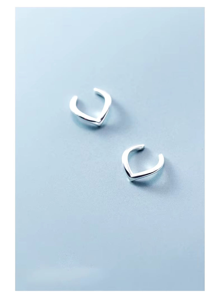 pendientes de plata de ley 925 con forma de V para mujer, aretes con Clips brillantes