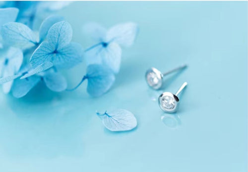 pendientes de plata de ley 925 con circonita AAA para mujer, aretes redondos sencillos