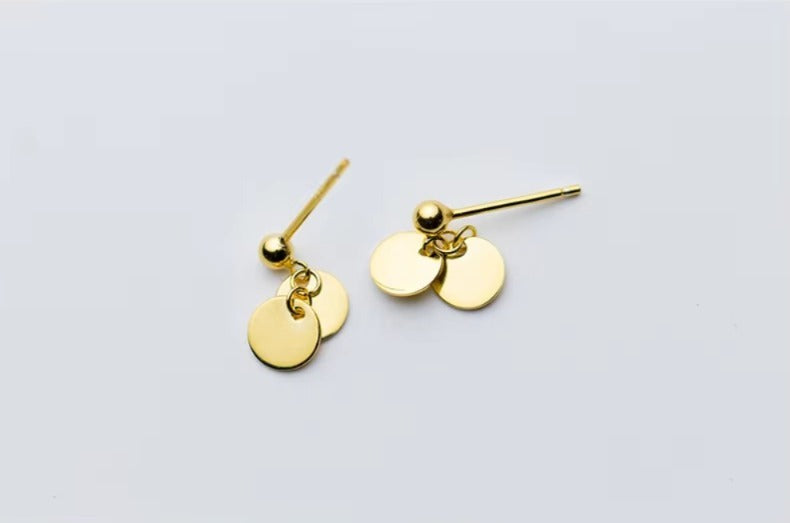 pendientes pequeños de Plata de Ley 925 para mujer, joyería de diseño redondo Simple