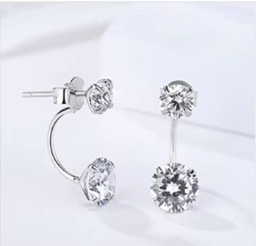 pendientes 2019 Plata de Ley 925 Clear Cubic Zirconia oreja chaqueta para mujer