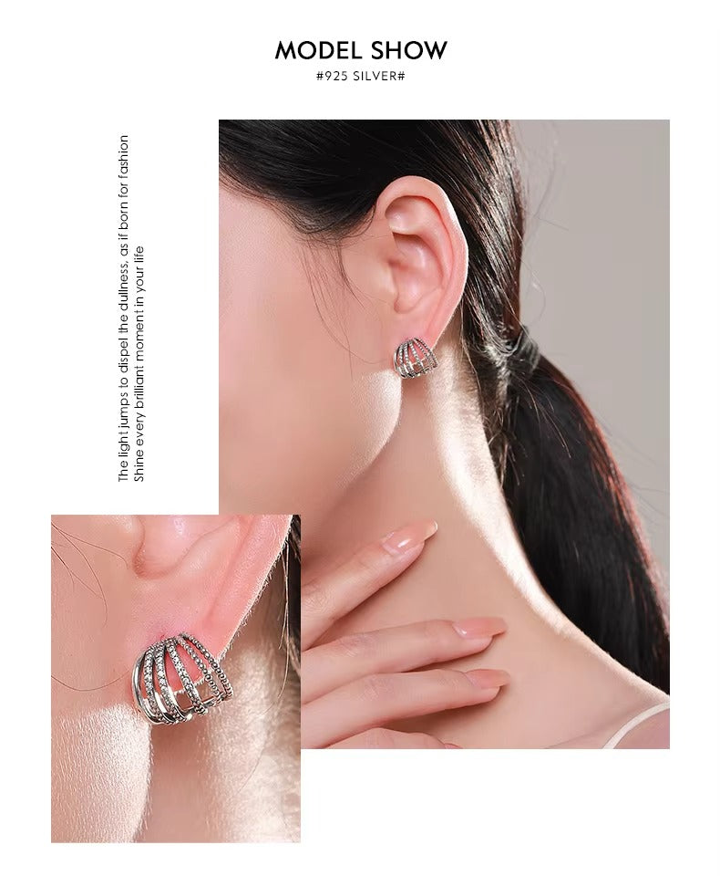 pendientes de tuerca geométricos delicados para mujer