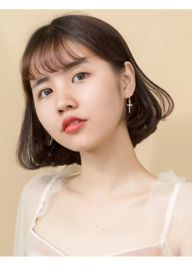 pendientes de plata de ley 925 con forma de cruz para mujer, joyería fina con gancho colgante