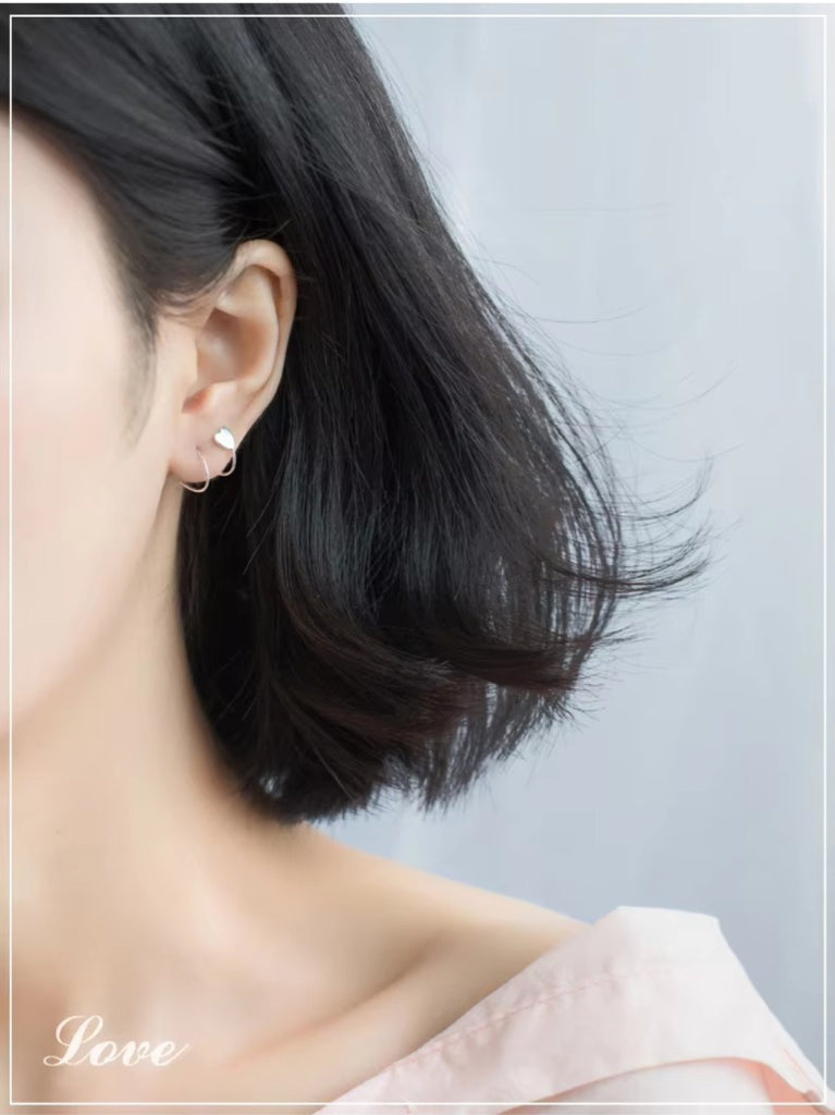 pendientes de plata de ley 925 con diseño geométrico para mujer, joyería fina con diseño de corazones bonitos