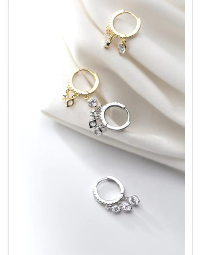 pendientes de aro de Plata de Ley 925 para mujer, joyería fina con borla