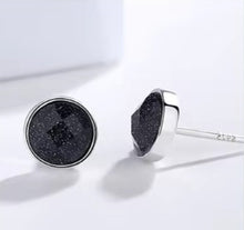 Load image into Gallery viewer, pendientes brillantes de ópalo negro para mujer