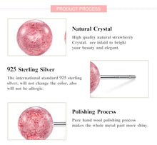 Load image into Gallery viewer, pendientes de plata de ley 925 para mujer, joyería de moda, pequeños pendientes de tuerca de cristal de fresa