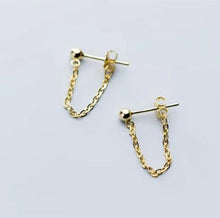 Cargar imagen en el visor de la galería, Rock Punk negro cadena Stud pendientes moda 100% Plata de Ley 925 colgante