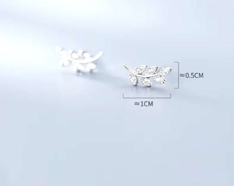 pendientes de plata de ley 925 para mujer, aretes con forma de rama de circón