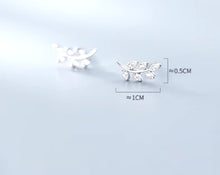Load image into Gallery viewer, pendientes de plata de ley 925 para mujer, aretes con forma de rama de circón