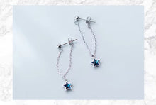 Cargar imagen en el visor de la galería, Venta caliente moda Swing azul estrellas de cristal pendientes de gota 925 Plata de ley
