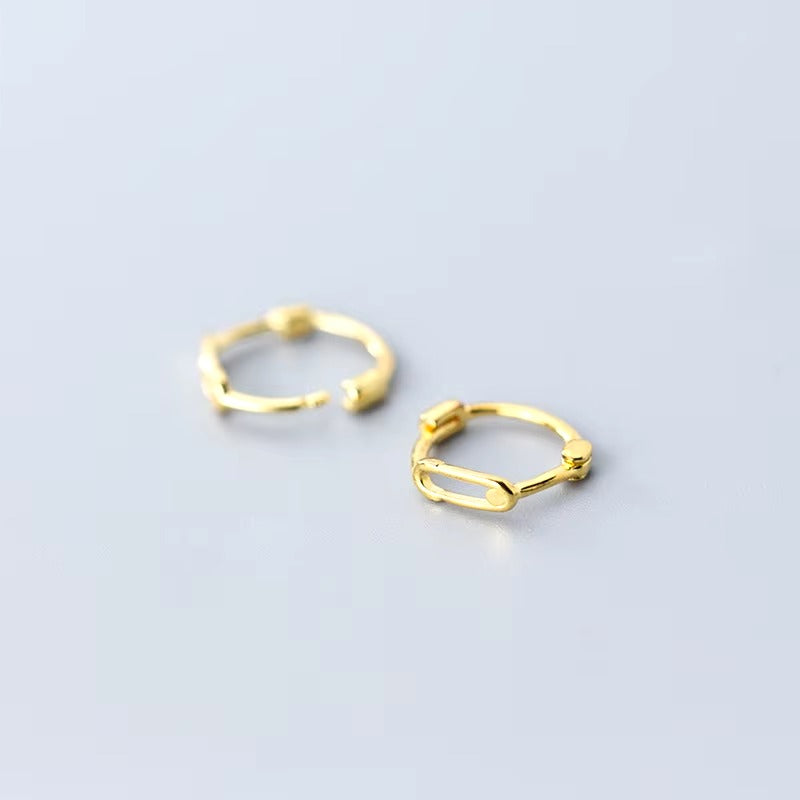 pendientes de plata de ley 925 con Elipse para mujer, aretes de aro geométricos