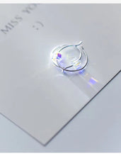 Load image into Gallery viewer, pendientes de aro de cristal arcoíris para mujer, joyería de plata de ley 925