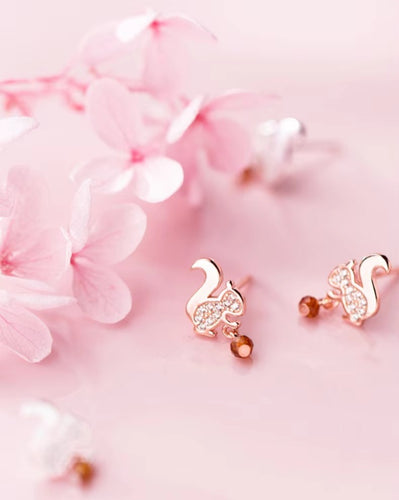 pendientes de plata de ley 100% con forma de ardilla para mujer