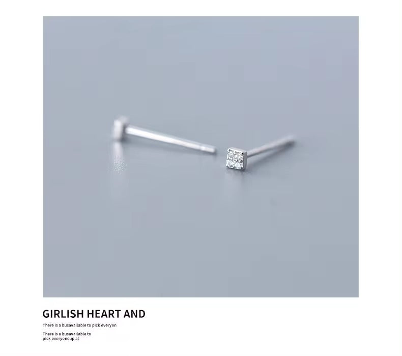 pendientes pequeños de plata de ley 100% y Circonia cúbica para mujer