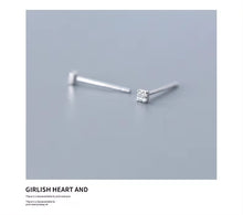 Cargar imagen en el visor de la galería, pendientes pequeños de plata de ley 100% y Circonia cúbica para mujer