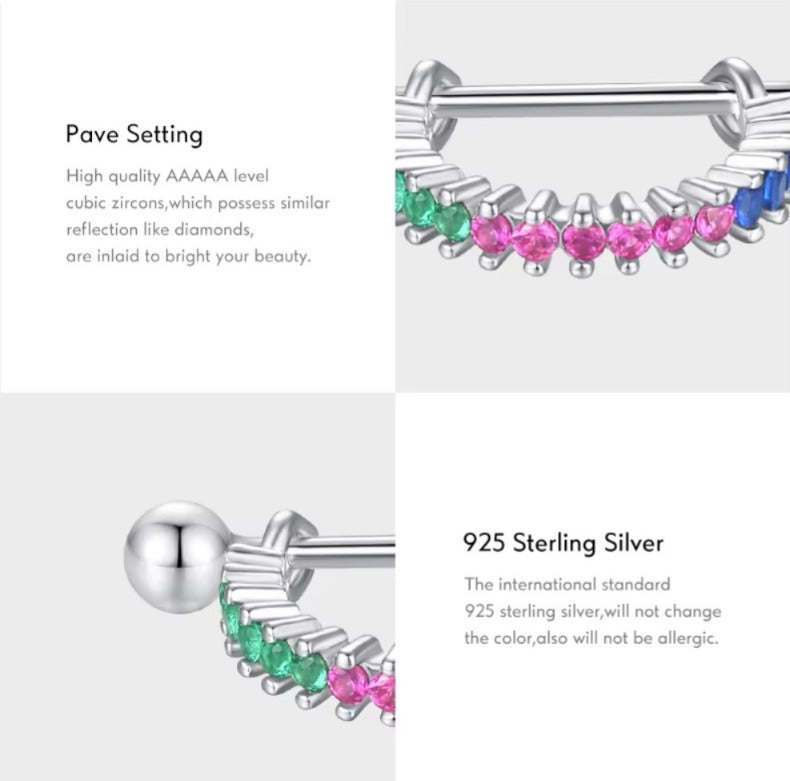 pendientes de aro de Plata de Ley 925 para mujer, joyería hipoalergénica con cuentas de tornillo