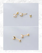Cargar imagen en el visor de la galería, pendientes pequeños de Plata de Ley 925 con perlas naturales para mujer