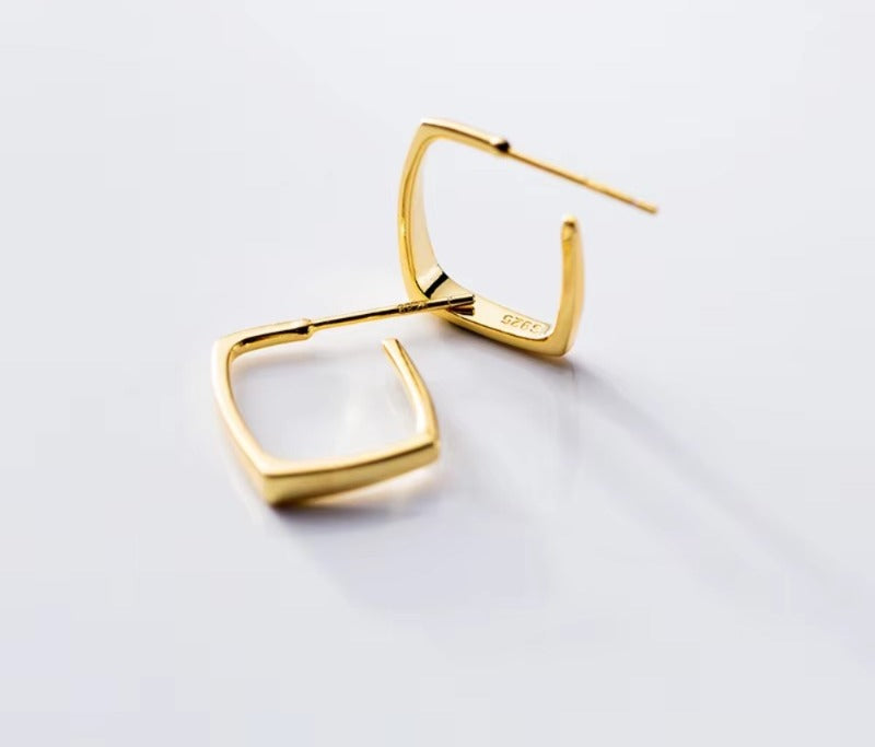 pendientes de plata de ley 925 para mujer, aretes geométricos de Color dorado