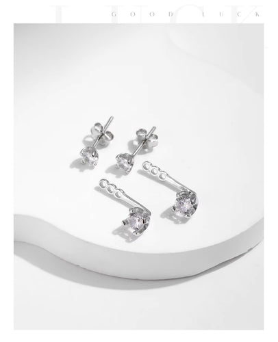 pendientes de plata de ley 925 con circonita cúbica para mujer