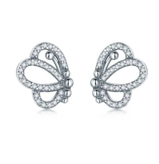 pendientes de tuerca de mariposa para mujer, joyería de marca de Plata de Ley 925