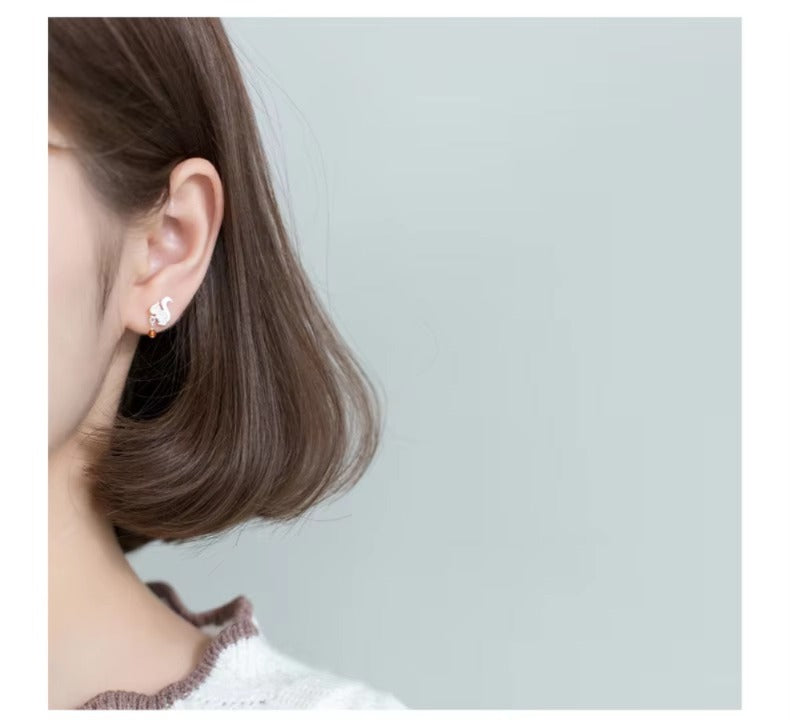 pendientes de plata de ley 100% con forma de ardilla para mujer