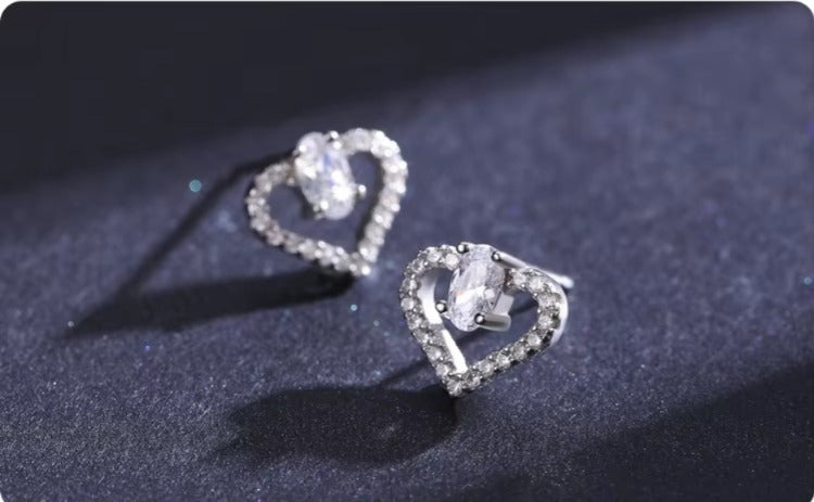 pendientes de plata de primera ley con forma de corazón para mujer, aretes pequeños
