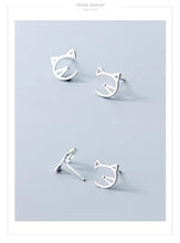 Cargar imagen en el visor de la galería, pendientes de tuerca con Forma de cara de gato para mujer y niña, joyería Coreana