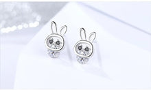 Load image into Gallery viewer, pendientes de plata de ley 100% 925 con forma de conejo para mujer, joyería fina auténtica