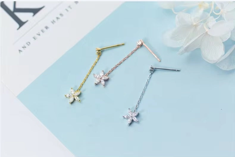 pendientes de gota de 3 colores para mujer, de Plata de Ley 925, brillante, transparente