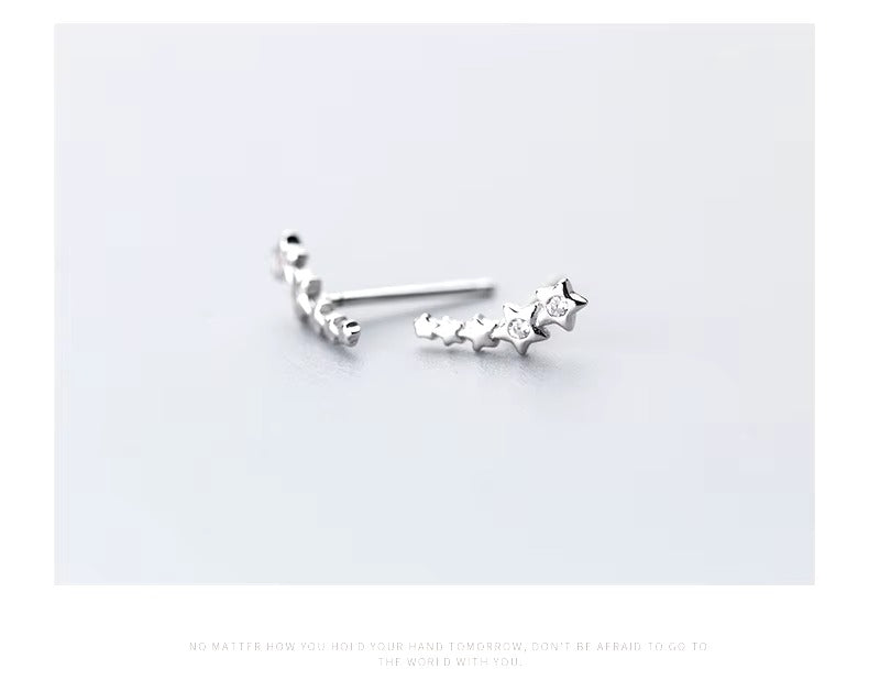 pendientes de plata de ley 925 con estrellas y Circonia cúbica para mujer, joyería llamativa