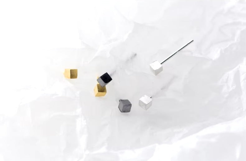 pendientes de plata de ley 925 con forma de cubo de azúcar para mujer, joyería fina