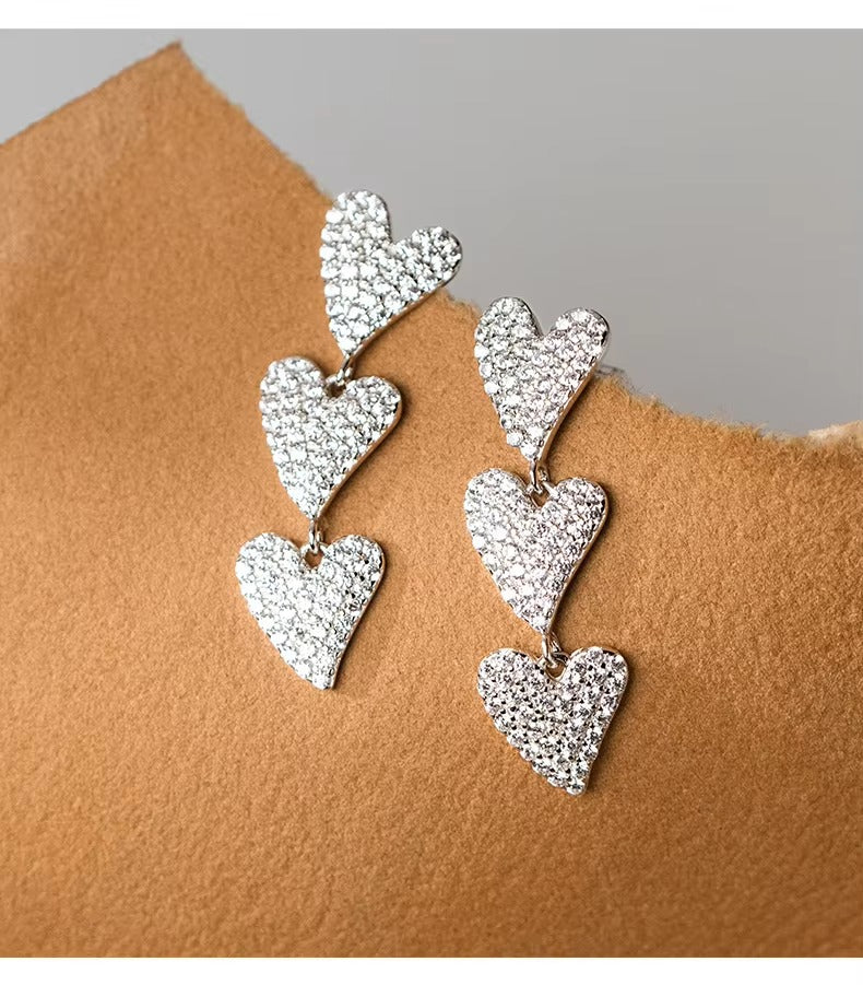pendientes colgantes de corazón a corazones para mujer, de Plata de Ley 925