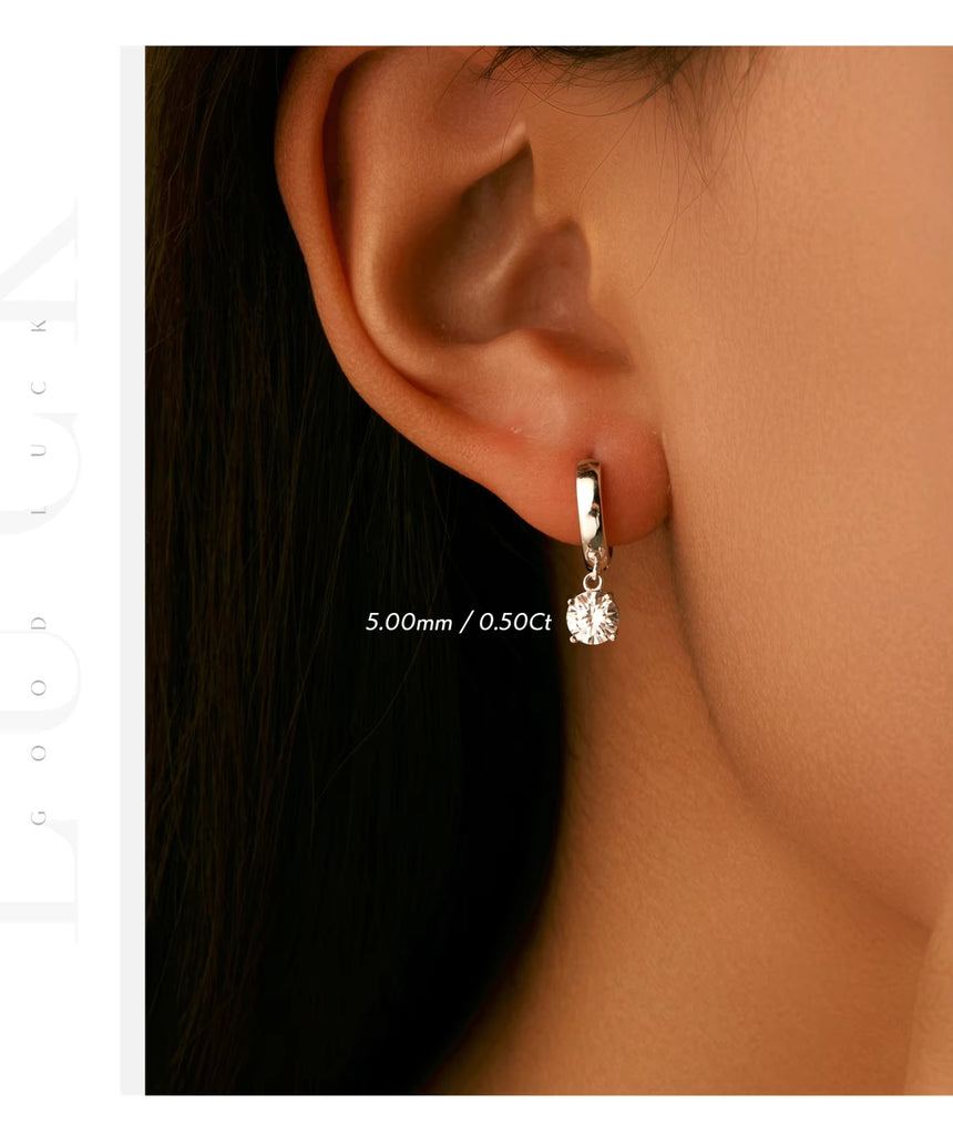 pendientes de aro de moissanita de Color D para mujer