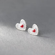 Load image into Gallery viewer, pendientes de plata de ley 925 con forma de corazón para mujer, joyería fina