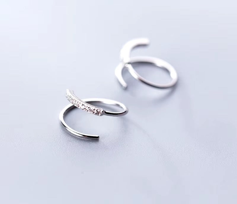 pendientes de plata de ley 925 con línea geométrica para mujer