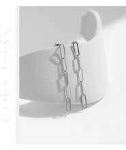 Cargar imagen en el visor de la galería, pendientes rectangulares de Plata de Ley 925 para mujer