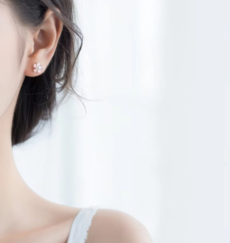 pendientes de plata de ley 925 con forma de planta, joyería de perlas hipoalergénicas