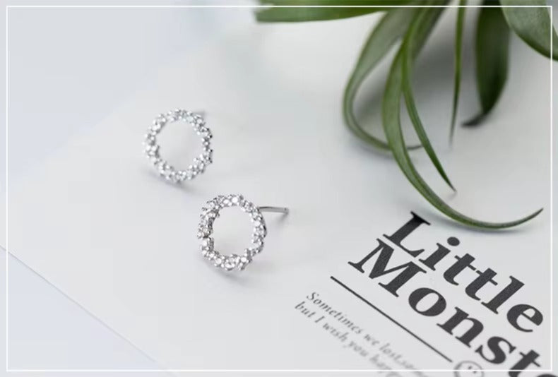 pendientes redondos geométricos de circonita brillante para mujer, joyería de Declaración