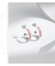 Load image into Gallery viewer, pendientes de plata de ley 925 con forma de C para mujer y niña