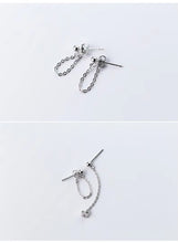 Cargar imagen en el visor de la galería, Rock Punk negro cadena Stud pendientes moda 100% Plata de Ley 925 colgante