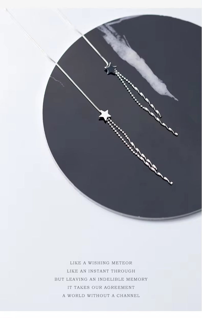 Pendientes largos de moda con borla de estrellas de Modian