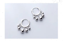 Load image into Gallery viewer, pendientes de aro con borlas para mujer, de Plata de Ley 925 auténtica