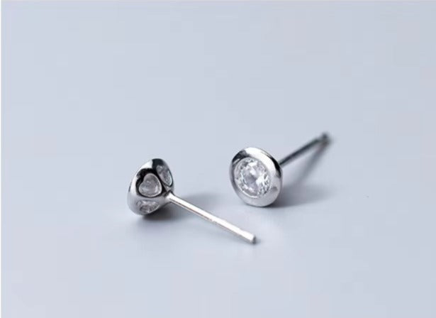 pendientes de plata de ley 925 con circonita AAA para mujer, aretes redondos sencillos