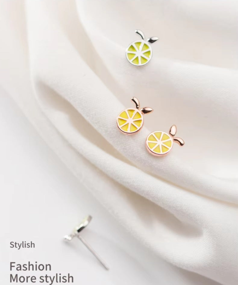pendientes de plata de ley 925 con forma de limón para mujer, aretes con forma de fruta