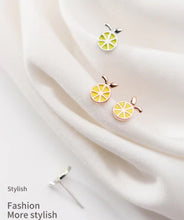 Load image into Gallery viewer, pendientes de plata de ley 925 con forma de limón para mujer, aretes con forma de fruta