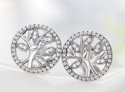 pendientes de plata de primera ley y árbol de la vida para mujer, aretes pequeños, plata esterlina 100%