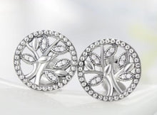 Load image into Gallery viewer, pendientes de plata de primera ley y árbol de la vida para mujer, aretes pequeños, plata esterlina 100%
