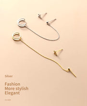 Load image into Gallery viewer, pendientes de plata de ley 925 con borlas largas para mujer y niña, aretes con pasador