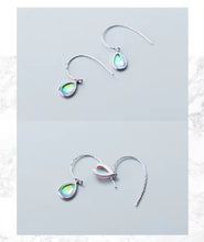 Load image into Gallery viewer, pendientes clásicos de Plata de Ley 925 para mujer, aretes colgantes de cristal de ópalo Vintage