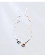 Load image into Gallery viewer, pendientes colgantes de cadena larga para mujer, aretes de Plata de Ley 925 con estrellas geométricas